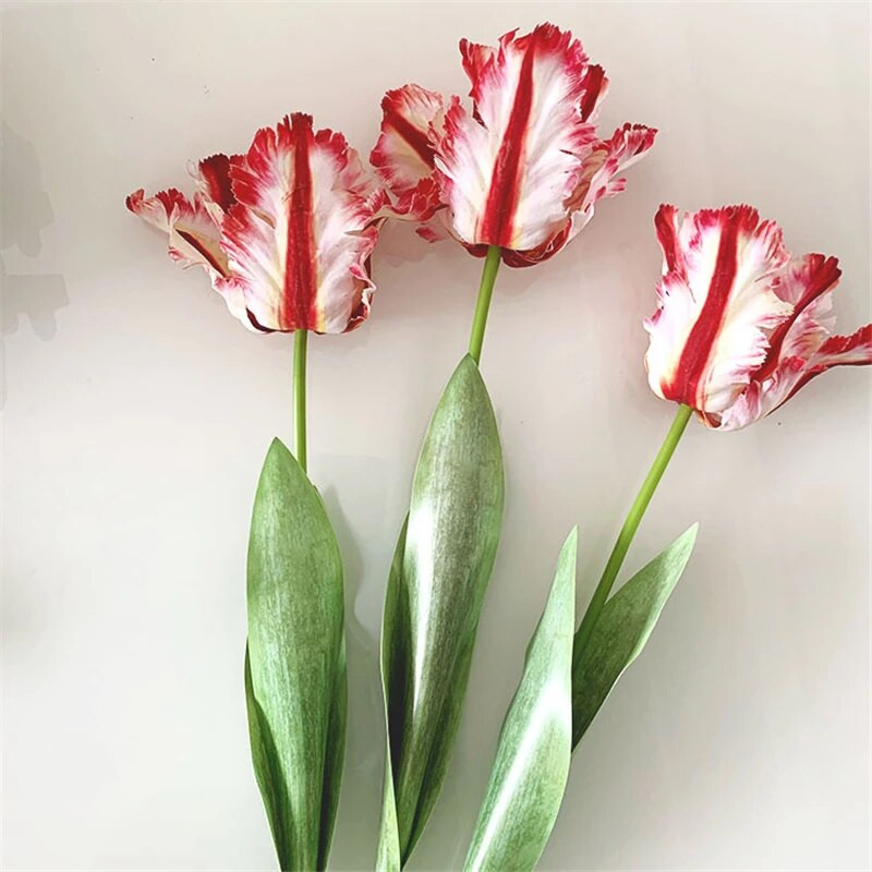 Luxus 3D papagáj Tulipán ág igazi érintés művirágok az új ház dekorációjához flores mesterséges buli a fehér tulipánokat részesíti előnyben