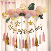 Χρόνια πολλά Διακόσμηση Banner First Boy Girl Party Supplies Adult Kids Baby My 1st One Year Paper Garland Bunting Rose Gold