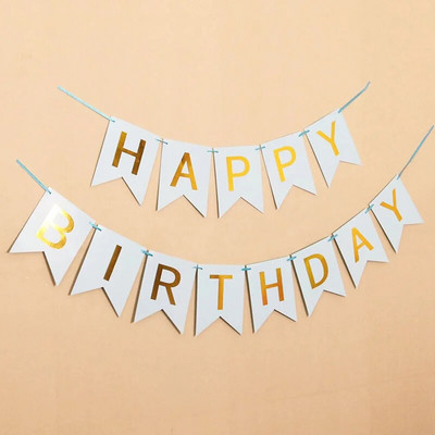 Χρόνια πολλά Διακόσμηση Banner First Boy Girl Party Supplies Adult Kids Baby My 1st One Year Paper Garland Bunting Rose Gold