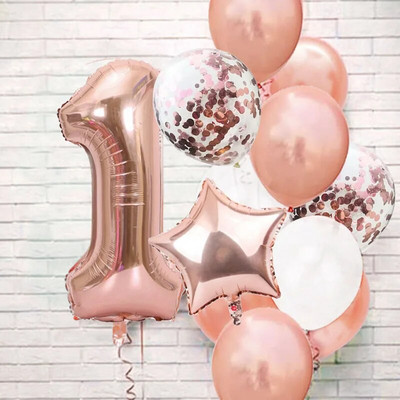 Χρόνια πολλά Διακόσμηση Banner First Boy Girl Party Supplies Adult Kids Baby My 1st One Year Paper Garland Bunting Rose Gold