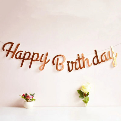 Χρόνια πολλά Διακόσμηση Banner First Boy Girl Party Supplies Adult Kids Baby My 1st One Year Paper Garland Bunting Rose Gold