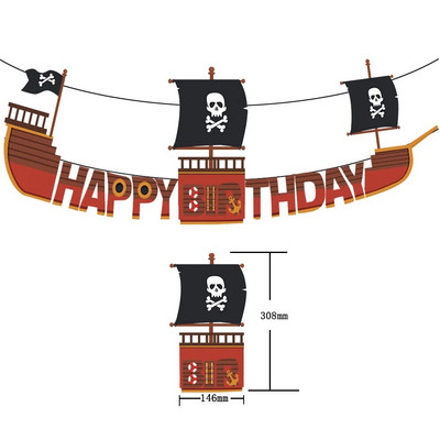 13db/tétel Lovely Pirate zászló születésnapi zászlós papír zászló Csodálatos kalóz zászló gyerekeknek Boldog születésnapi parti díszek