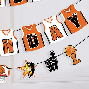 Баскетболна тематика Парти торта Toppers, баскетболни вложки торта, Честит рожден ден Хартиен банер, баскетболни фланелки за рожден ден флагче