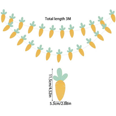 Kellemes Húsvéti Ünnepeket Sárgarépa Tojás Nyúl zászló Zászló Húsvéti buli Barkácsolás Akasztó dekoráció Otthon Fesztivál Sármány szalag kellékek