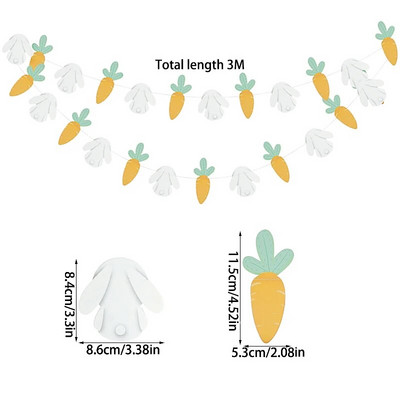 Kellemes Húsvéti Ünnepeket Sárgarépa Tojás Nyúl zászló Zászló Húsvéti buli Barkácsolás Akasztó dekoráció Otthon Fesztivál Sármány szalag kellékek