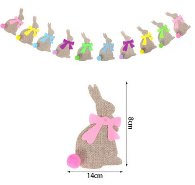 Húsvéti nyuszi zászló Sármány Füzér Nyúltojás Sárgarépa Függő Sármány Zászló Húsvéti dekorációk otthonra Tavaszi parti kellékek m E