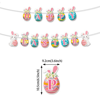 Húsvéti nyuszi zászló Sármány Füzér Nyúltojás Sárgarépa Függő Sármány Zászló Húsvéti dekorációk otthonra Tavaszi parti kellékek m E