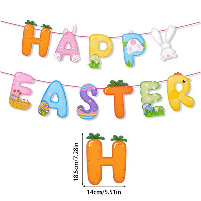 Húsvéti nyuszi zászló Sármány Füzér Nyúltojás Sárgarépa Függő Sármány Zászló Húsvéti dekorációk otthonra Tavaszi parti kellékek m E