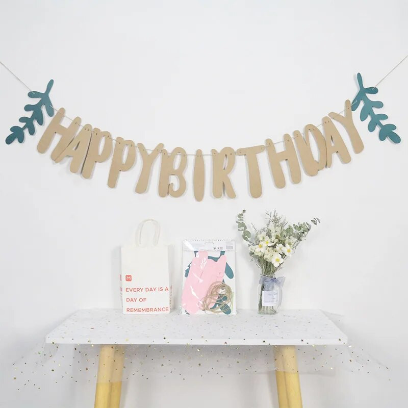 Új Boldog születésnapot Banner Leaf Banner Garland Sármány Születésnapi Dekoráció Boldog Születésnapi Party Dekoráció Babazuhany Díszek