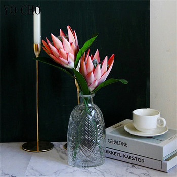 YO CHO Τεχνητό λουλούδι Silk King Protea DIY Σύνθεση λουλουδιών Fake Emperor Flowers Λευκό Σπίτι Διακόσμηση τραπεζιού γάμου