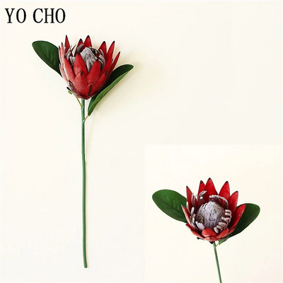 YO CHO Művirág Selyemkirály Protea DIY Virágkötészeti Hamis Császár Virágok Fehér Otthoni Party esküvői asztaldísz