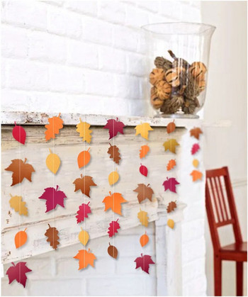Денят на благодарността Есенно парти Банер Декор Изкуствени хартиени листа Кръг Гирлянди Висящи за Коледа Есен Сватба Сладкиши