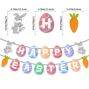 Happy Easter Party Bunny Egg Garland Flag Rabbit Hanging Swirls Banner Cake Topper για το σπίτι προμήθειες πασχαλινών γενεθλίων