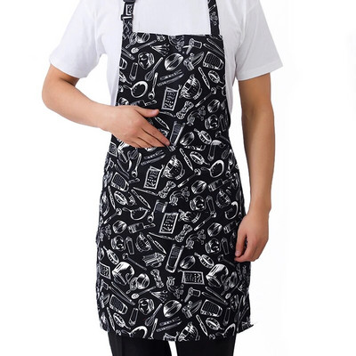 Kitchen Apron Adjustable Black Stripe Bib Apron With 2 Pockets Chef Kitchen Cook apron For Man Woman