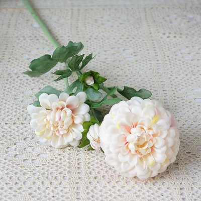 Pravi dodir Orijentalne krizanteme Dalije Umjetno cvijeće s lažnim lišćem Ukrasi za vjenčanje Flores Artificiales