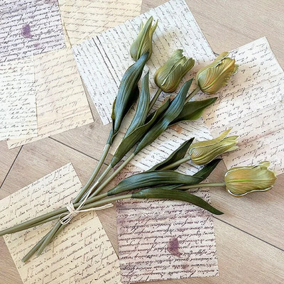 Buchet de lalele Flori artificiale Buchet de flori false la atingere reală pentru decorarea nunții Flori de îndrăgostiți Home Garen Decor