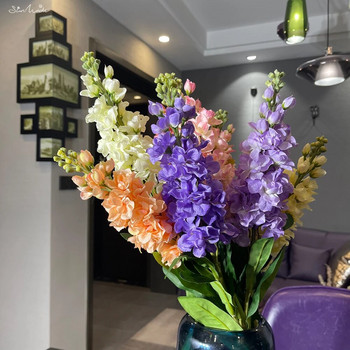 SunMade Rainbow Pastoral Hyacinth Branch with Green Leaves Fake Flowers Home Wedding Decoration Flores Artificales Purple Flower