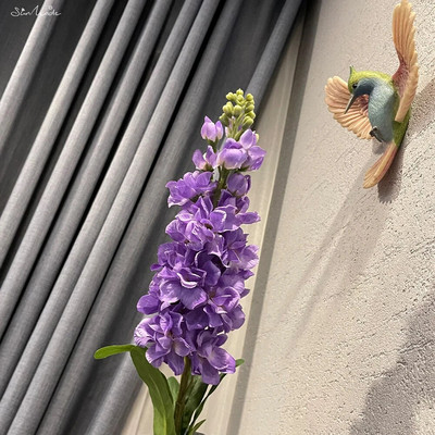 SunMade Rainbow pastoralinis hiacinto šakelė su žaliais lapais netikromis gėlėmis namų vestuvių dekoravimas Flores Artificales purpurinė gėlė