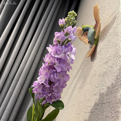 SunMade Rainbow pastoralinis hiacinto šakelė su žaliais lapais netikromis gėlėmis namų vestuvių dekoravimas Flores Artificales purpurinė gėlė