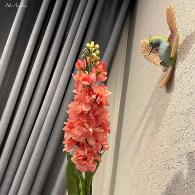 SunMade Rainbow pastoralinis hiacinto šakelė su žaliais lapais netikromis gėlėmis namų vestuvių dekoravimas Flores Artificales purpurinė gėlė