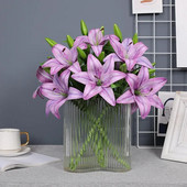 Mesterséges 3D liliomvirág Otthoni belső dekoráció Beltéri asztaldísz dekoratív selyemvirág