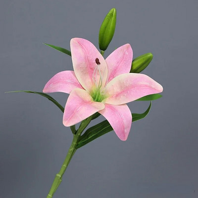 Mesterséges 3D liliomvirág Otthoni belső dekoráció Beltéri asztaldísz dekoratív selyemvirág