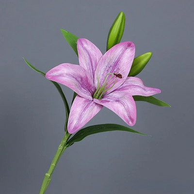 Mesterséges 3D liliomvirág Otthoni belső dekoráció Beltéri asztaldísz dekoratív selyemvirág