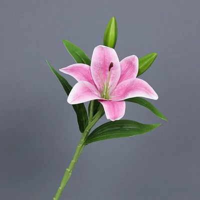 Mesterséges 3D liliomvirág Otthoni belső dekoráció Beltéri asztaldísz dekoratív selyemvirág