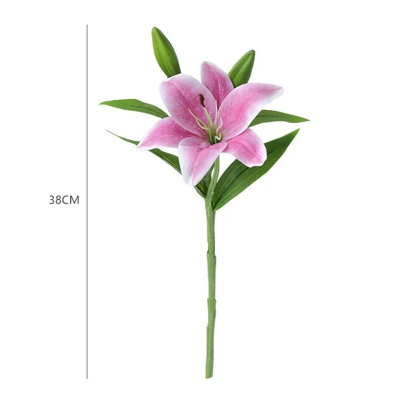 Mesterséges 3D liliomvirág Otthoni belső dekoráció Beltéri asztaldísz dekoratív selyemvirág