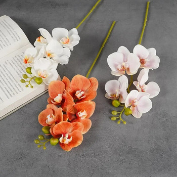 Изкуствени 5 пластмасови орхидеи Пластмасови фаленопсис Декорация на маса Изкуствени цветя Аксесоари за аранжиране на цветя