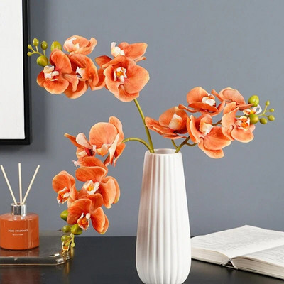 Изкуствени 5 пластмасови орхидеи Пластмасови фаленопсис Декорация на маса Изкуствени цветя Аксесоари за аранжиране на цветя