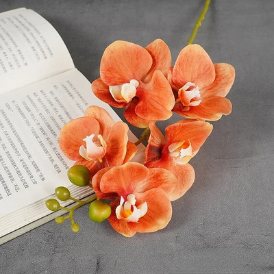 Kunstlik 5 plastist orhideed Plastikust Phalaenopsis lauakaunistus Kunstlillede lilleseade tarvikud