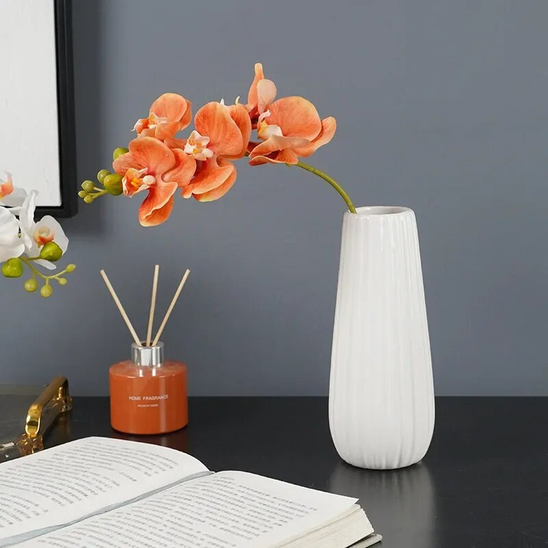 Kunstlik 5 plastist orhideed Plastikust Phalaenopsis lauakaunistus Kunstlillede lilleseade tarvikud