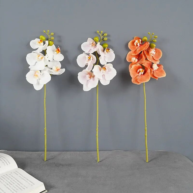Kunstlik 5 plastist orhideed Plastikust Phalaenopsis lauakaunistus Kunstlillede lilleseade tarvikud