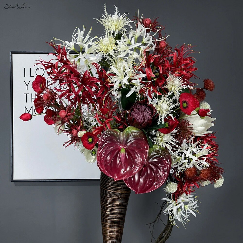 SunMade Magic Crin Ramă Echinocțiu Mătase Flori Artificiale Home Decor Nunta Decor Toamna Flores Artificiale Alb Crăciun