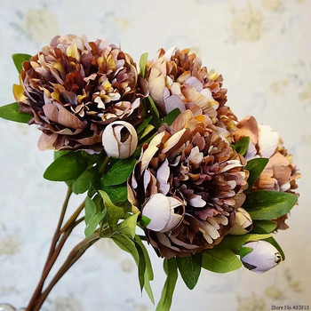 Luxury Versailles Palace Peony Τεχνητά λουλούδια κλαδί με φύλλα Μεταξωτές παιώνιες flores artificiales Στολισμός γάμου σπιτιού