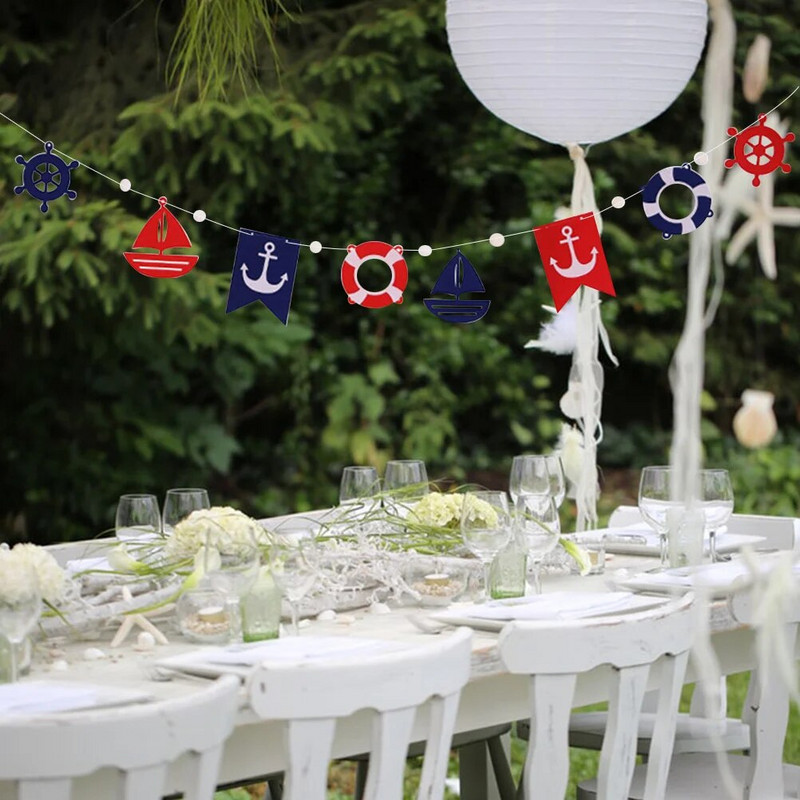 Tengeri zászló Óceán tenger témájú buli sármány füzér vitorlás horgony tengerpart függő tábla mediterrán díszek nyárra