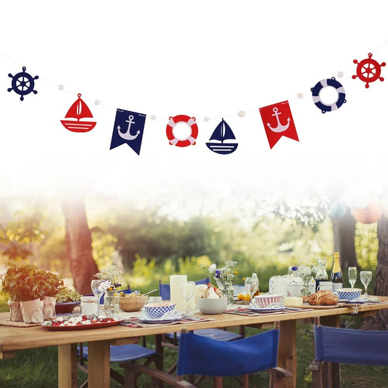 Tengeri zászló Óceán tenger témájú buli sármány füzér vitorlás horgony tengerpart függő tábla mediterrán díszek nyárra