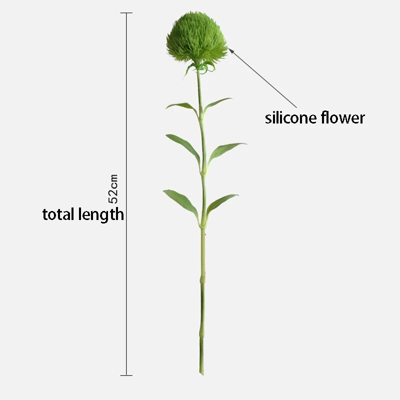 1 buc din silicon Dianthus verde truc floare artificială cu atingere reală plantă falsă pentru acasă decorare nuntă Halloween Crăciun
