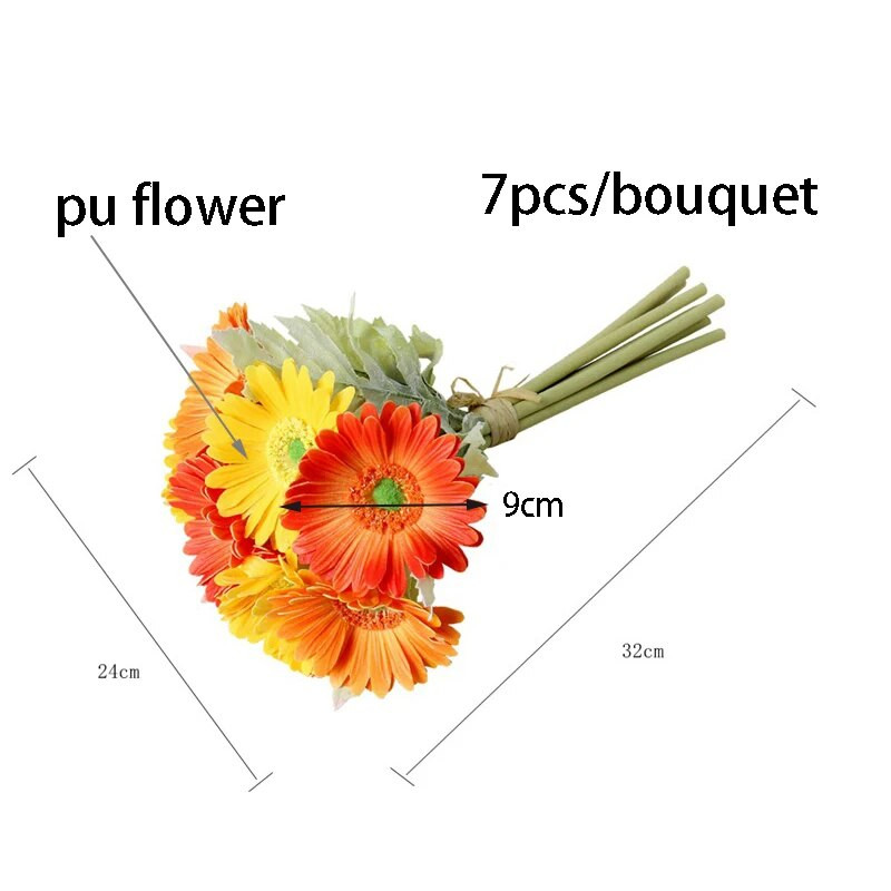 7db/csokor művirág PU afrikai százszorszép Coreopsis Gerbera napraforgó dekor otthoni esküvőre luxus lakásdekoráció