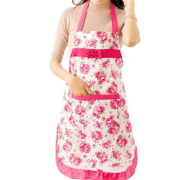 Γυναικεία φλοράλ ποδιά κουζίνας με τσέπες και ρυθμιζόμενη ζώνη μέσης Αδιάβροχη γυναικεία ποδιά σαλιάρα Αξεσουάρ μαγειρέματος