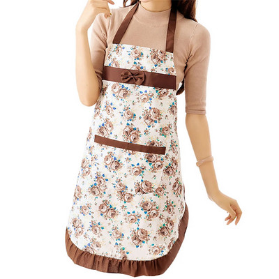 Women`s Kitchen Floral Apron With Pockets And Adjustable Waist Belt Waterproof Women`s Bib Apron Cooking Accessories
