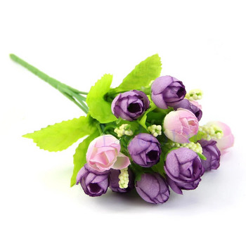 15 за Head Rose Фалшиви копринени цветни листа Изкуствен домашен сватбен декор Булчински букет