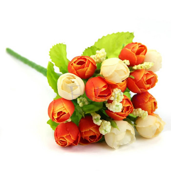 15 for Head Rose Fake Silk Flower Leaf Artificial Home Decor Wedding Bridal Bouq