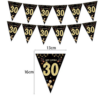 1 комплект 30 40 50 60 Хартиени банери Декорации за парти за рожден ден Adult Girlland Anniversary Adult Birthday Anniversaire 30age Black Flags