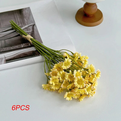 6 db/csokor mesterséges százszorszép virágok selyem hamis kamilla virágok porzós kis százszorszép esküvői otthoni asztaldísz