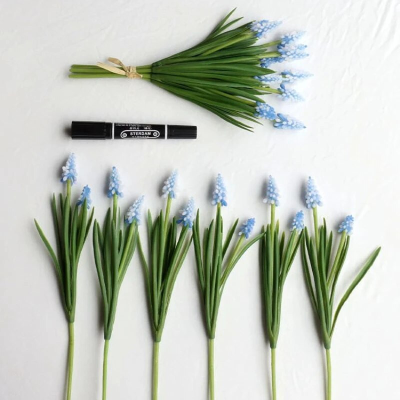 Hiacintas Dirbtinė gėlė Žali augalai Netikros gėlės Vestuvės Gėlių kompozicijos Namų dekoras Nuotakos laikymo puokštė nuotraukų rekvizitai 6 vnt.