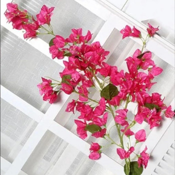 120 см изкуствени копринени клони на бугенвилия, изкуствени цветя, роза, червена бугенвилия със стъбла от желязна тел за домашна сватбена украса