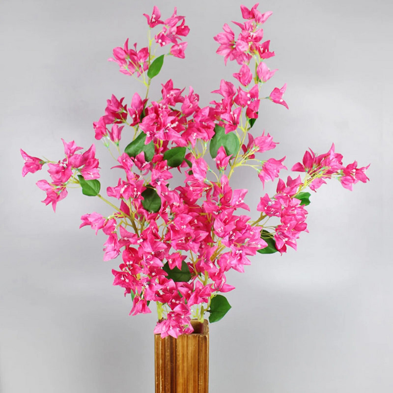 120 cm-es műselyem Bougainvillea ágak Művirág rózsa piros bougainvillea vasdrót szárral otthoni esküvői dekorációhoz