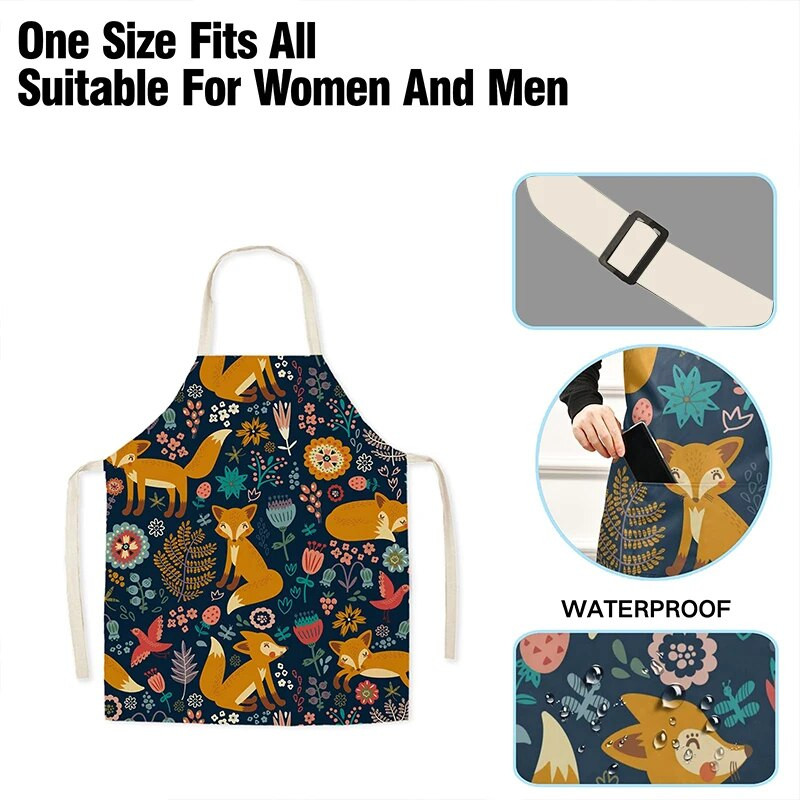 Lanena pregača sa slatkim životinjskim uzorkom za kuhanje u kuhinji s vezom oko struka i dizajnom bez rukava Kuhinjski pribor za pečenje Kuhanje kod kuće